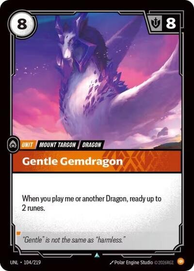 Gentle Gemdragon Foil UNL #104/219 (Near Mint Uncommon) Riftbound: League of Legends Trading Card Game: Unleashed