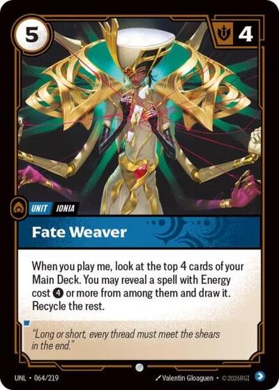 Fate Weaver Foil UNL #064/219 (Near Mint Common) Riftbound: League of Legends Trading Card Game: Unleashed