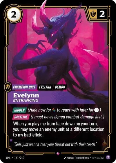 Evelynn - Entrancing Foil UNL #141/219 (Near Mint Rare) Riftbound: League of Legends Trading Card Game: Unleashed