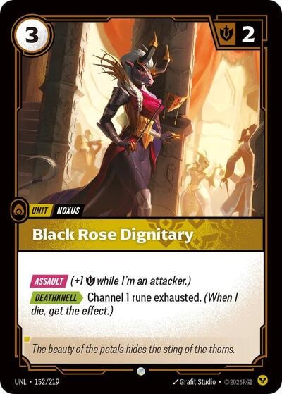 Black Rose Dignitary Unleashed UNL #152/219 (Common) Riftbound: League of Legends Trading Card Game: