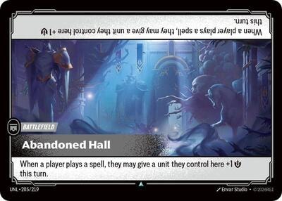 Abandoned Hall Foil UNL #205/219 (Near Mint Uncommon) Riftbound: League of Legends Trading Card Game: Unleashed
