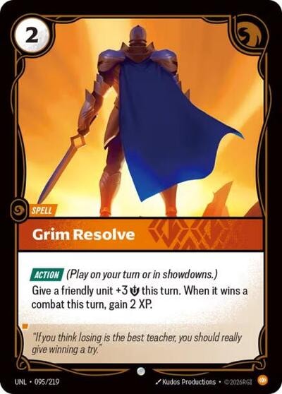 Grim Resolve Foil UNL #095/219 (Near Mint Common) Riftbound: League of Legends Trading Card Game: Unleashed