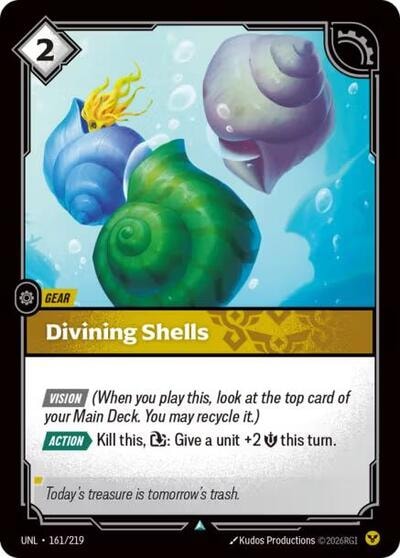 Divining Shells Foil UNL #161/219 (Near Mint Uncommon) Riftbound: League of Legends Trading Card Game: Unleashed