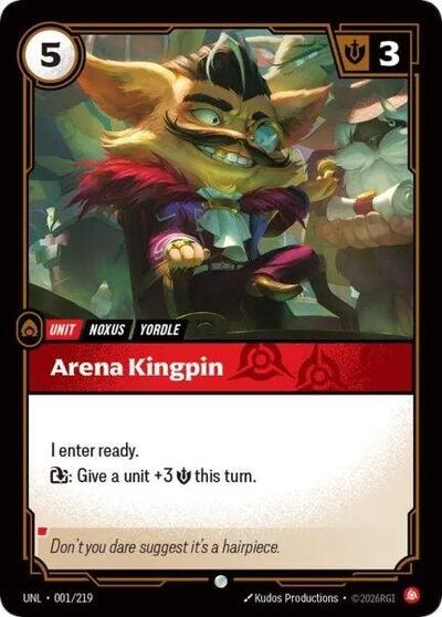 Arena Kingpin Foil UNL #001/219 (Near Mint Common) Riftbound: League of Legends Trading Card Game: Unleashed