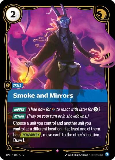 Smoke and Mirrors Foil UNL #083/219 (Near Mint Rare) Riftbound: League of Legends Trading Card Game: Unleashed