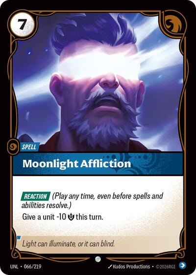 Moonlight Affliction Foil UNL #066/219 (Near Mint Common) Riftbound: League of Legends Trading Card Game: Unleashed