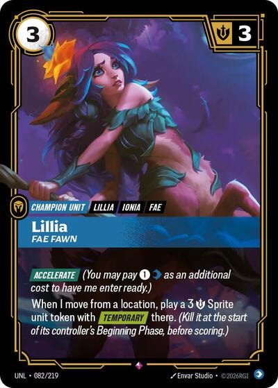Lillia - Fae Fawn Foil UNL #082/219 (Near Mint Rare) Riftbound: League of Legends Trading Card Game: Unleashed
