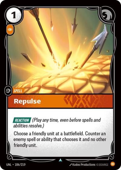 Repulse Foil UNL #106/219 (Near Mint Uncommon) Riftbound: League of Legends Trading Card Game: Unleashed