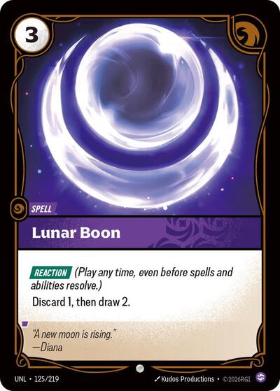 Lunar Boon Foil UNL #125/219 (Near Mint Common) Riftbound: League of Legends Trading Card Game: Unleashed