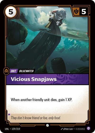 Vicious Snapjaws Foil UNL #129/219 (Near Mint Common) Riftbound: League of Legends Trading Card Game: Unleashed