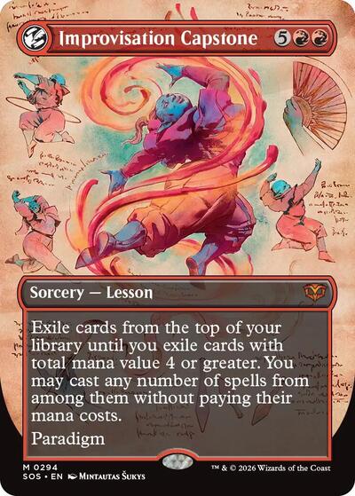 Improvisation Capstone Borderless Foil SOS #294 (Near Mint Mythic Rare) Magic: The Gathering: Secrets of Strixhaven