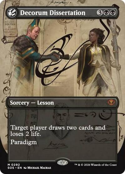 Decorum Dissertation Borderless Foil SOS #292 (Near Mint Mythic Rare) Magic: The Gathering: Secrets of Strixhaven