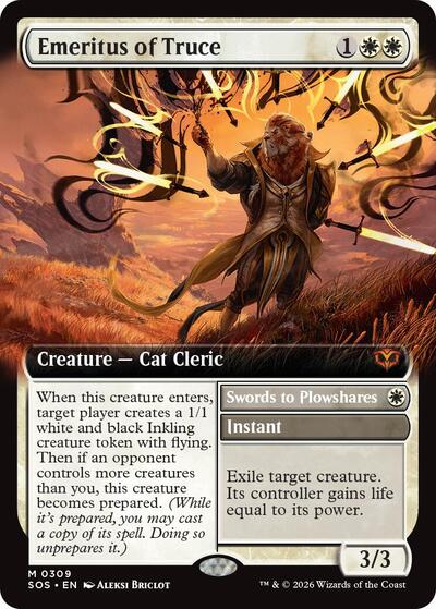 Emeritus of Truce Extended Art Foil SOS #309 (Near Mint Mythic Rare) Magic: The Gathering: Secrets of Strixhaven