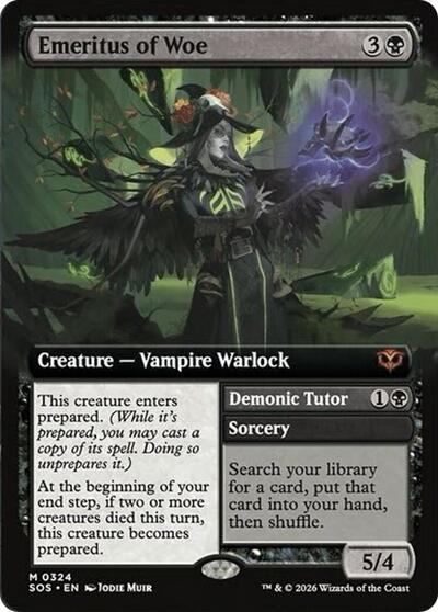 Emeritus of Woe Extended Art SOS #324 (Near Mint Mythic Rare) Magic: The Gathering: Secrets of Strixhaven