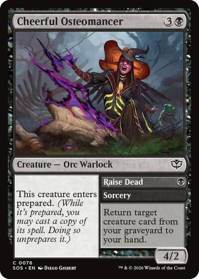 Cheerful Osteomancer SOS #76 (Near Mint Common) Magic: The Gathering: Secrets of Strixhaven