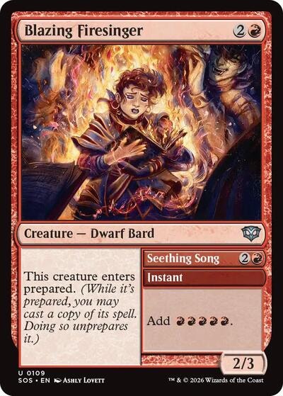 Blazing Firesinger SOS #109 (Near Mint Uncommon) Magic: The Gathering: Secrets of Strixhaven