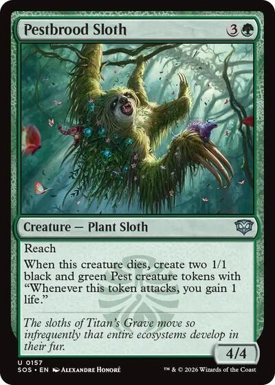 Pestbrood Sloth SOS #157 (Near Mint Uncommon) Magic: The Gathering: Secrets of Strixhaven