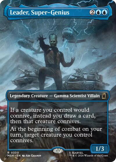 Leader Super Genius Borderless Foil MSH #330 (Near Mint Rare) Magic: The Gathering: Marvel Super Heroes