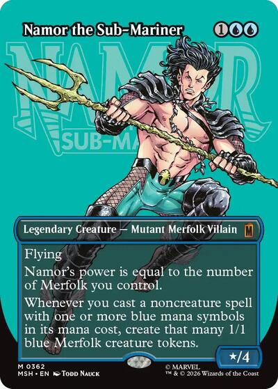 Namor the Sub Mariner Borderless 0362 MSH #362 (Near Mint Mythic Rare) Magic: The Gathering: Marvel Super Heroes
