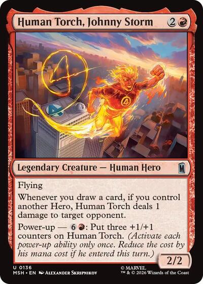 Human Torch, Johnny Storm Marvel Super Heroes MSH #136 (Uncommon) Magic: The Gathering:
