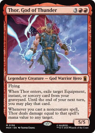 Thor God of Thunder MSH #156 (Near Mint Mythic Rare) Magic: The Gathering: Marvel Super Heroes