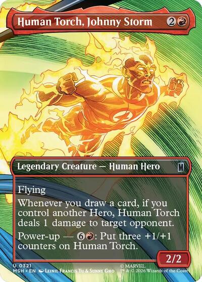 Human Torch, Johnny Storm (Borderless) Marvel Super Heroes MSH #321 (Uncommon) Magic: The Gathering:
