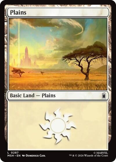 Plains (0287) Marvel Super Heroes MSH #287 (Land) Magic: The Gathering: