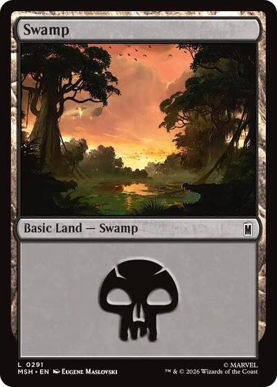 Swamp (0291) Marvel Super Heroes MSH #291 (Land) Magic: The Gathering: