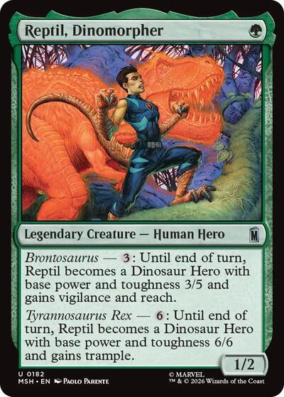Reptil, Dinomorpher MSH #182 (Near Mint Uncommon) Magic: The Gathering: Marvel Super Heroes