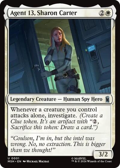Agent 13, Sharon Carter Marvel Super Heroes MSH #1 (Uncommon) Magic: The Gathering: