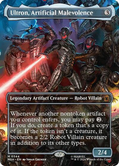 Ultron Artificial Malevolence Borderless 0344 MSH #344 (Near Mint Mythic Rare) Magic: The Gathering: Marvel Super Heroes