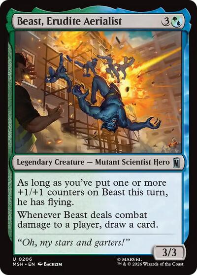 Beast, Erudite Aerialist Marvel Super Heroes MSH #206 (Uncommon) Magic: The Gathering: