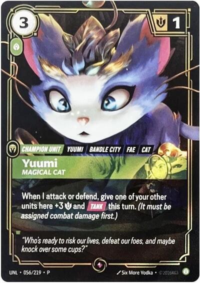Yuumi - Magical Cat Foil OPP #056/219 (Near Mint Promo) Riftbound: League of Legends Trading Card Game: Riftbound Organized Play Promotional Cards