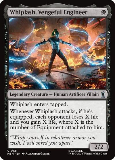 Whiplash, Vengeful Engineer MSH #121 (Near Mint Uncommon) Magic: The Gathering: Marvel Super Heroes
