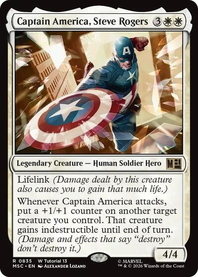 Captain America, Steve Rogers (0835) MSC #835 (Near Mint Rare) Magic: The Gathering: Commander: Marvel Super Heroes