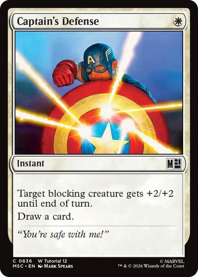 Captain's Defense (0836) MSC #836 (Near Mint Common) Magic: The Gathering: Commander: Marvel Super Heroes