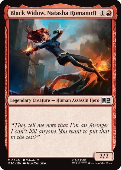 Black Widow, Natasha Romanoff (0846) MSC #846 (Near Mint Common) Magic: The Gathering: Commander: Marvel Super Heroes