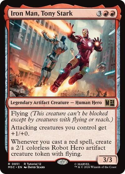 Iron Man, Tony Stark (0851) MSC #851 (Near Mint Rare) Magic: The Gathering: Commander: Marvel Super Heroes
