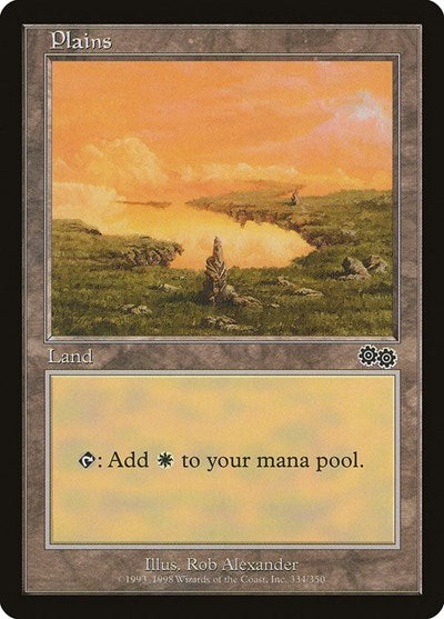 Plains 334 USG #334 (Lightly Played Land) Magic: The Gathering: Urza's Saga