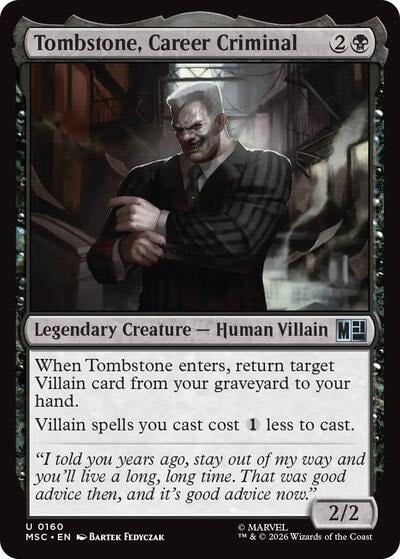 Tombstone, Career Criminal (0160) MSC #160 (Near Mint Uncommon) Magic: The Gathering: Commander: Marvel Super Heroes