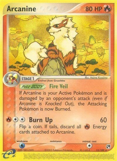 Arcanine SS #15/100 (Heavily Played Rare) Pokemon: EX Sandstorm