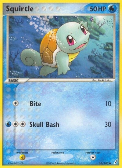 Squirtle - 063/100 CG #63/100 (Lightly Played Common) Pokemon: EX Crystal Guardians